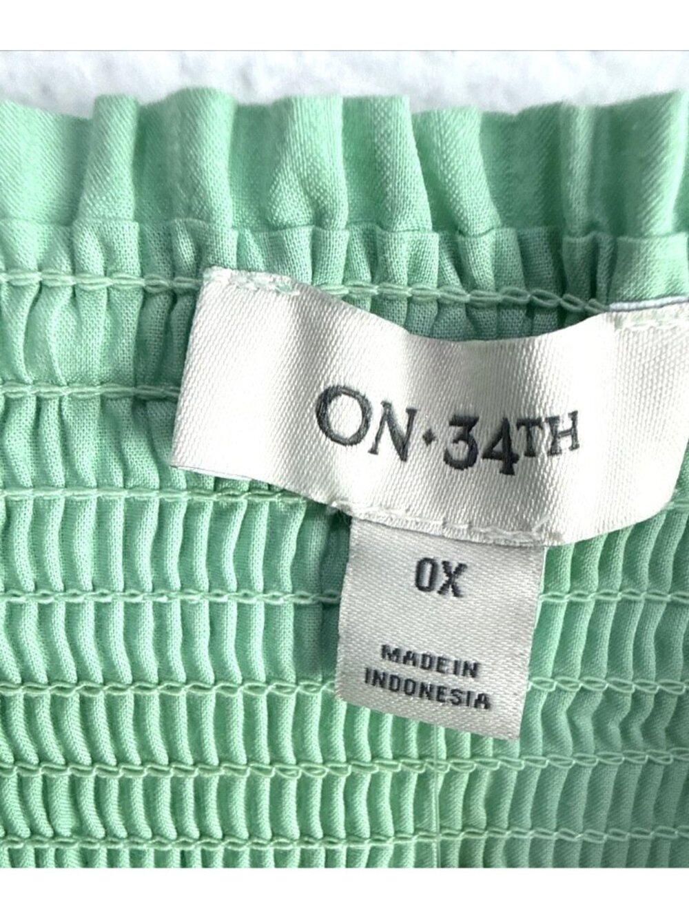 On 34th Light Green Smocked Ruffle Sleeve Midi Sun Dress Womens Size 0X 14/16 - Picture 4 of 12